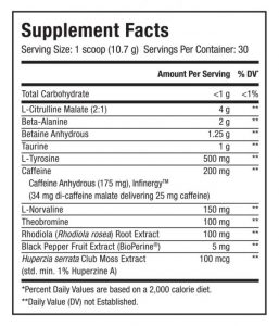 Upshift Blueberry Lemonade Supp Facts