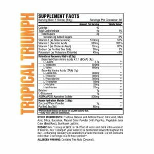 Rise BCAA Tropical Triumph Supp Facts