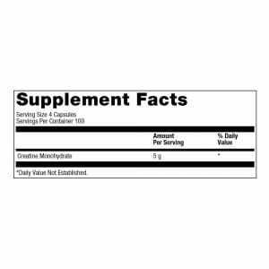 Creatine Mega Caps 1250 Supp Facts