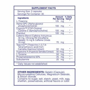 Mental Focus Nootropic Supp Facts