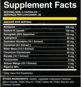 Carb Fix Supp Facts