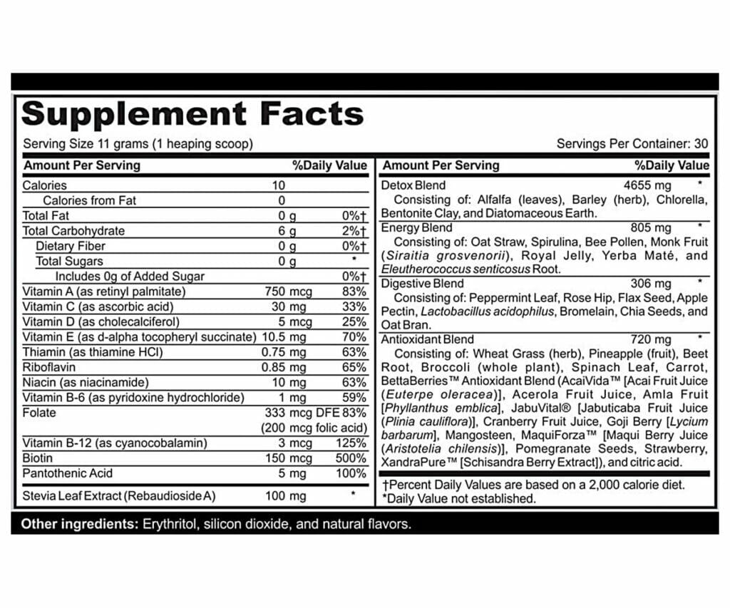 Muscle Greens Supp Facts