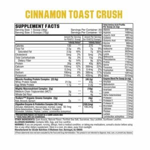 Feast Complete Protein - Cinnamon Toast Crush Supp Facts