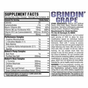 VICE Grindin Grape Supp Facts