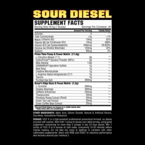 VICE X Sour Diesel Supp Facts